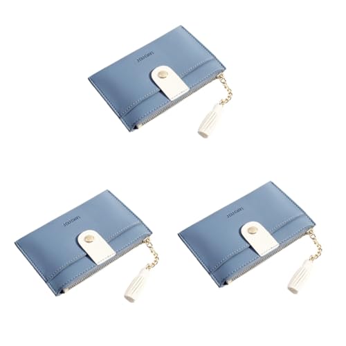 SOIMISS 3stücke Tassel Wallet Damen Multifunktionale Pu Geldbörse Mit Reißverschluss Kleine Handliche Karten Und Münztasche Blau Für Alltag Und Reisen von SOIMISS