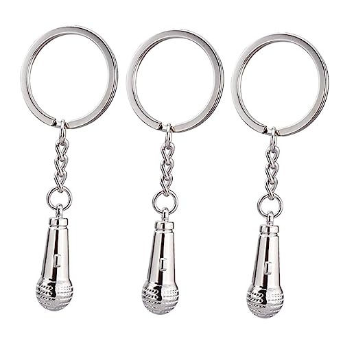 SOIMISS 3st Schlüsselanhänger Mini-mikrofon Mikrofontaste Auto Mikrofon Headset Auto Schlüssel Halter Schlüsseletui Schlüsselbund Mini-3d-mikrofon-ornament Silver Zinklegierung von SOIMISS
