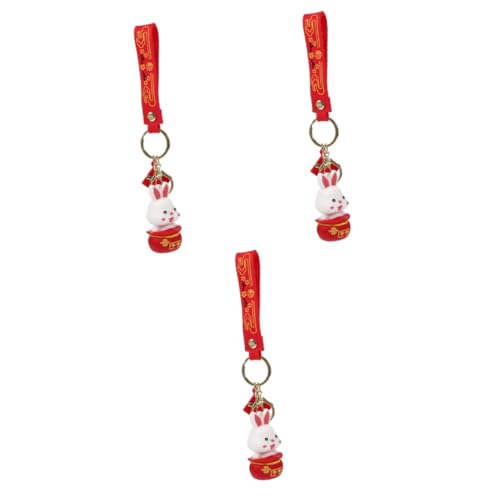 SOIMISS 3st Schlüsselanhänger Schlüsselbund Kaninchen-geldbörsenanhänger Kaninchen Charme Kaninchen-Puppen-anhänger Kaninchenpuppe Hasentierspielzeug Hasenschlüsselhalter Metall Rot von SOIMISS