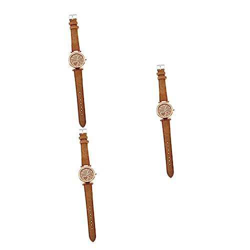 SOIMISS 3stücke Damen Armbanduhr Mit Einstellbarem Lederarmband Minimalistisches Design Für Alltag Und Besondere Anlässe Langlebige Quartz-Uhr Für Frauen von SOIMISS