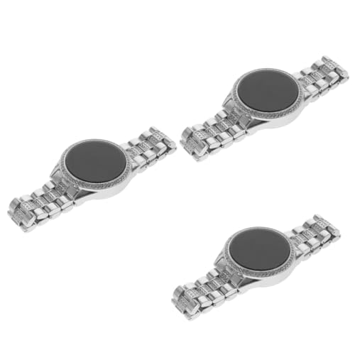 SOIMISS 3stücke Damen Armbanduhr Mit Funkelnden Strasssteinen Stilvolle Elegante Uhr Für Frauen Für Alltag Und Besondere Anlässe Silberfarben von SOIMISS