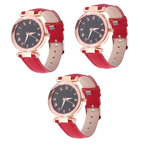 SOIMISS 3stücke Damen Armbanduhr Mit Rotem Lederarmband Modische Quarzuhr Mit Römischem Ziffernblatt Für Alltag Schule Party Und Freizeit SOIMISS 3stücke Damen Armbanduhr Mit Rotem Lederarmband Modische Quarzuhr Mit Römischem Ziffernblatt Für Alltag Schule Party Und Freizeit von SOIMISS