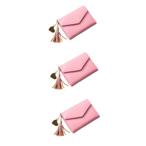SOIMISS 3stücke Damen Geldbörse Mit Quastenanhänger Kleine Modische Geldbörse Reißverschluss Portemonnaie Für Karten Und Bargeld Elegantes Design Hellrosa Für Alltag von SOIMISS