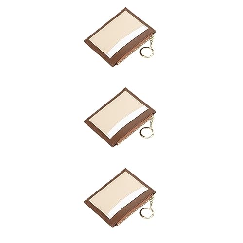 SOIMISS 3stücke Damen Zipper Geldbörse Aus Pu-Leder Mit Vielen Fächern Stilvolle Splice Multi- Brieftasche Braun Für Reisen Und Alltag von SOIMISS