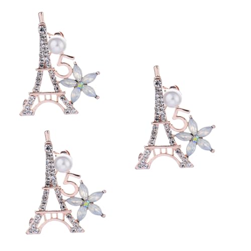 SOIMISS 3stücke Eiffelturm Brosche Für Damen Und Mädchen Funkelnde Strass-anstecknadel Im Roségoldenen Design Schmuckaccessoires Für Hochzeiten Geburtstage Und Besondere Anlässe von SOIMISS