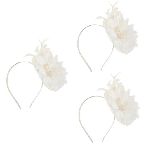 SOIMISS 3stücke Fascinator Kopfbedeckung Für Damen Blumen-headdress Netz Und Federn Für Hochzeiten Teepartys Und Festliche Anlässe Elegantem Cremefarbenen Design von SOIMISS