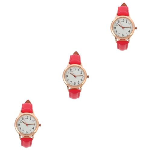 SOIMISS 3stücke Fashionable Damen Quarzuhr Mit Wasserdichtem Lederarmband Elegante Armbanduhr Für Modebewusste Frauen Für Freizeit Und Besondere Anlässe von SOIMISS