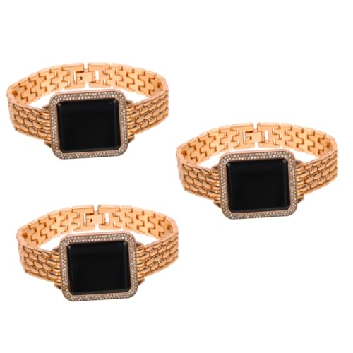SOIMISS 3stücke Fashionable Damenuhr Mit Strassverzierung Elegante Touchscreen-Armbanduhr Roségold Für Stilbewusste Frauen Für Alltag Und Besondere Anlässe von SOIMISS