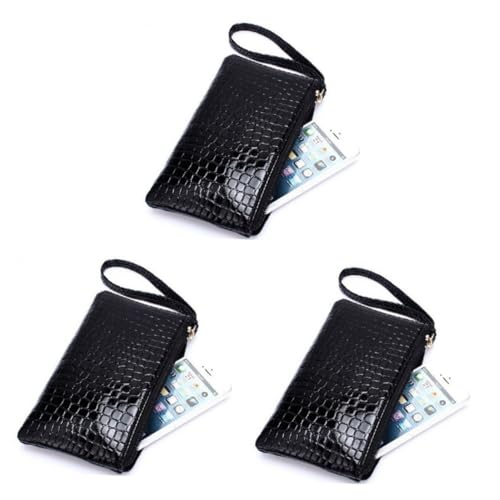SOIMISS 3stücke Kleine Schwarze Clutch Für Damen Elegantes Handtaschen-Portemonnaie Mit Großem Stauraum Für Geschäftskarten Handy Und Mehr Strapazierfähig Und Langlebig Für Jede von SOIMISS
