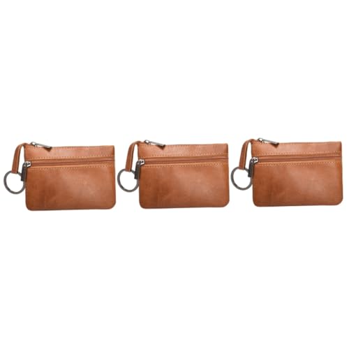 SOIMISS 3stücke Luxuriöse Multifunktions-Leder-Clutch Für Frauen Kurze Praktische Geldbörse Mit Schlüsselring Münzfach Und Reißverschluss Stilvolles Handtaschen-Accessoire Braun von SOIMISS