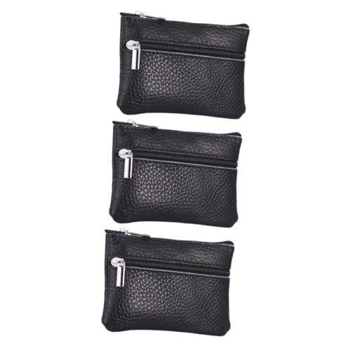 SOIMISS 3stücke Mini Leder Münzbeutel Modische Handtasche Mit Reißverschluss Für Münzen Geldscheine Und Karten Für Schule Arbeit Und Freizeit Schwarz von SOIMISS