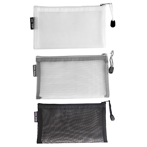 SOIMISS 3stücke Nylon-federmäppchen Mit Reißverschluss Großes Stifte-Aufbewahrungstasche Mesh-Organizer Taschen Für Stifte Lineale Notizen Radiergummis Make-up-pinseltasche von SOIMISS