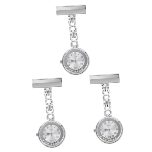 SOIMISS 3stücke Praktische Taschenuhr Mit Wasserstein Elegante Damen Uhr Mit Clip Für Pflegeberufe Und Einsätze Silbergrau von SOIMISS