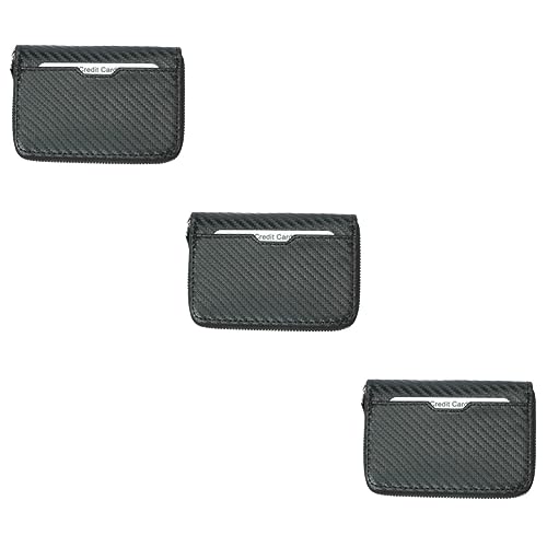 SOIMISS 3stücke RFID-sicherer Kartenhalter Aus Carbonfaser Multifunktionale Kurze Geldbörse Mit Reißverschluss Für Herren Organizer Für Kreditkarten Ausweis Und Bargeld Schwarz von SOIMISS