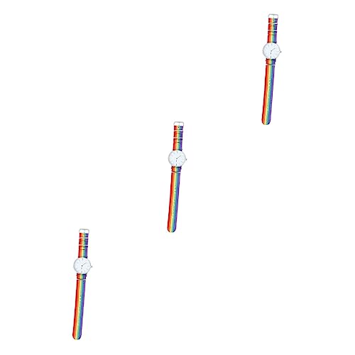 SOIMISS 3stücke Rainbow Armbanduhr Für Damen Und Herren Elegante Quarz Uhr Mit Zartem Design Und Hochwertiger Verarbeitung Für Jede Gelegenheit Farbenfrohe Handgelenkdekoration Silber von SOIMISS