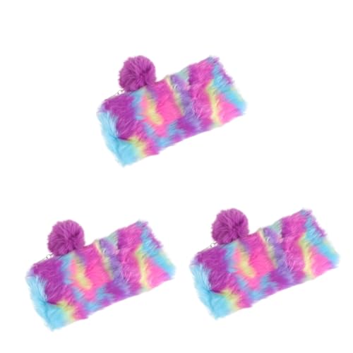 SOIMISS 3stücke Rainbow Plüsch Federmäppchen Große Kapazität Stifte Und Schreibwaren Aufbewahrungstasche Für Schüler Mit Passendem Plüschball Für Schule Und Reisen von SOIMISS