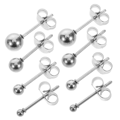 SOIMISS 4 Paare Ohrstecker Runde Kugel Ohrschmuck Cartilage Piercing Schmuck Damen Mädchen Minimalistisch Modisch von SOIMISS