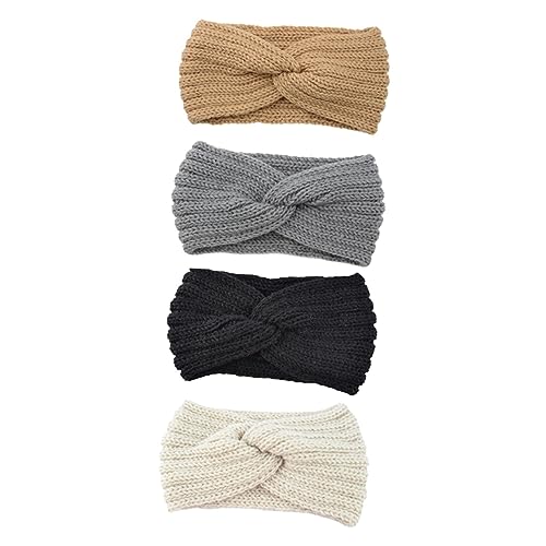 SOIMISS 4 STÜCKE Teiliges Gestricktes Damen Haarband mit Knoten Breiter Rand Warmes Weiches Wollgarn Ohrenfreundliche Kopfbedeckung für Outdoor Winteraktivitäten Wie Wandern Radfahren und von SOIMISS
