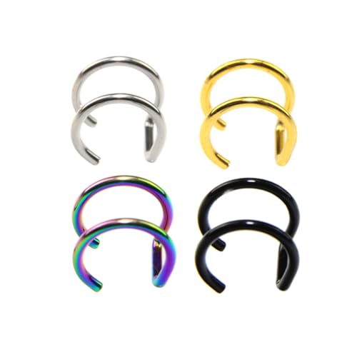 SOIMISS 4 STÜCKE Teiliges Nasenring Damen C Förmiger Nasenclip Piercing Schmuck Nasenclip Ohrclip in Schwarz Gold Stahlfarben und Bunt Hautfreundlich und Poliert von SOIMISS