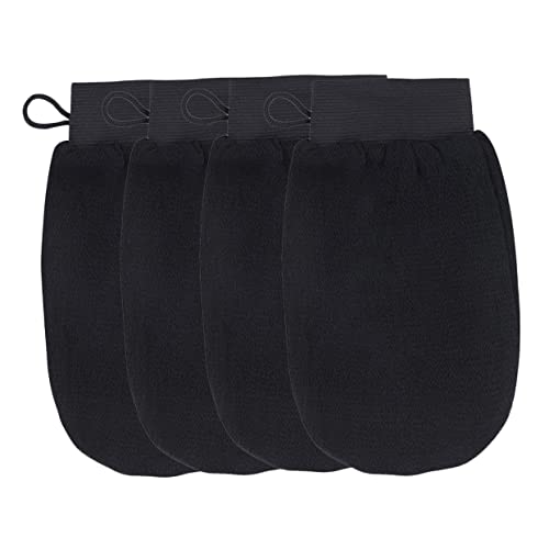 SOIMISS 4 Stück Badetuch Badewanne Duschhandschuh Handschuhe Frauen Baumwolle Peelinghandschuhe Fausthandschuh schrubben Schrubbhandschuhe Badehandschuhe Duschtücher Viskosefaser Schwarz von SOIMISS