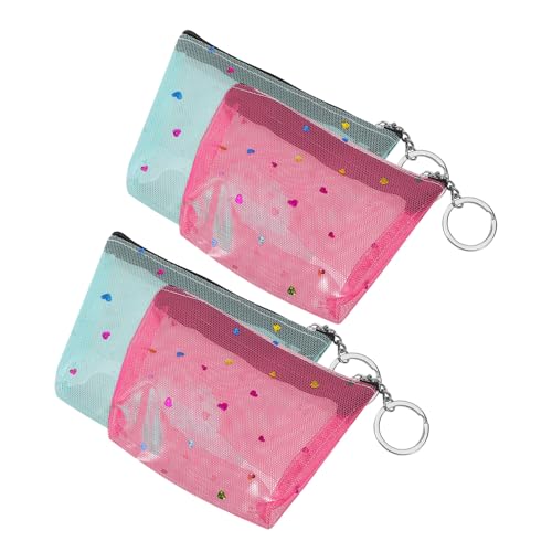 SOIMISS 4stücke Kleine Durchsichtige Geldbörse Für Damen Transparente Reißverschluss-Brieftasche Geldhalter Mit Blumenmuster Praktische Clutch Für Frauen von SOIMISS