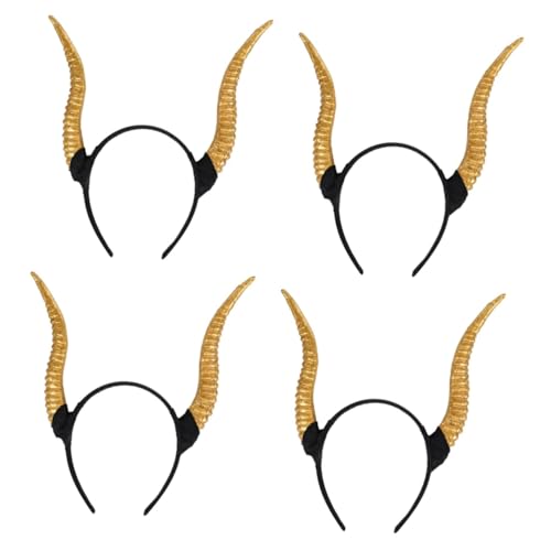SOIMISS 4 Stück Croissant-stirnband Schal Stirnband Kopfbedeckung Aus Antilopenhorn Stirnband Mit Teufelshörnern Stirnband Aus Antilopenhorn Festivalhut Kostüme Outfit Bands Golden Plastik von SOIMISS