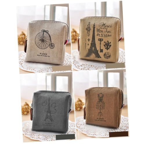 SOIMISS 4stücke Vintage Canvas Geldbörse Für Damen Und Mädchen Retro Münzbeutel Im Mini-Format Praktische Geldtasche Für Kleine Dinge Stilvolles Design Mit Verschiedenen Motiven von SOIMISS