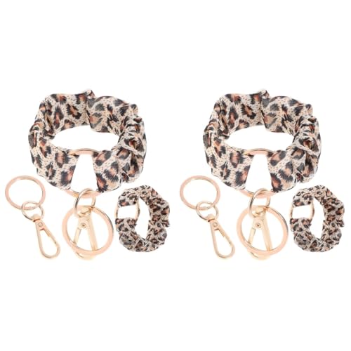 SOIMISS 4stücke Leopardenmuster Schlüsselanhänger Armband Für Frauen Dehnbarer Haargummi Und Schlüsselring Für Einkäufe Laufen Und Alltag Handschonend Mit Abnehmbarer Funktion von SOIMISS