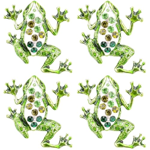 SOIMISS 4 Stück Frauen Brosche Set, Tier Gestalten Kristall Brosche, Dekorative Stifte Frosch Brustnadel Kleidungsornament Vintage Broschennadel Frosch-stift Legierung von SOIMISS