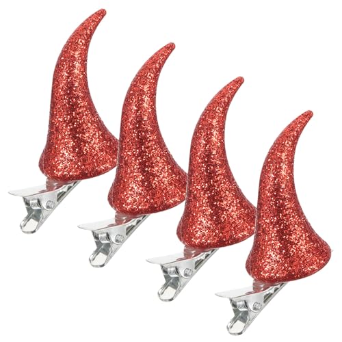 SOIMISS 4 Stück Glitzer Teufelshörner Haarklammer für Halloween Kostümzubehör Tragbar für Partys und Besondere Anlässe Mädchen und Haarspangen Rotes Design von SOIMISS