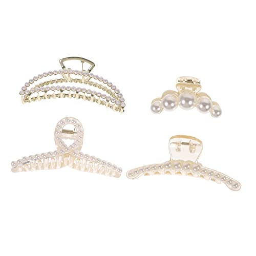 SOIMISS 4 Stück Große Haarklammern mit Kunstperlen Haarklemmen für Dickes Haar Eleganter Haarschmuck für Mädchen Accessoire zur Haarstylings Unterstützung von SOIMISS