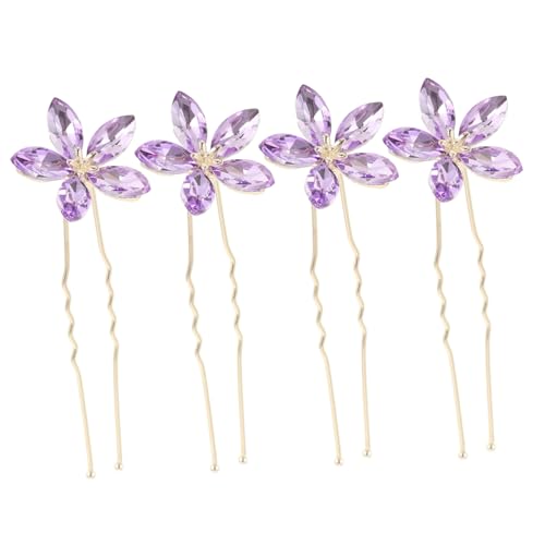 SOIMISS 4stücke U-förmige Haarnadeln Mit Strasssteinen Für Hochsteckfrisuren Haarspangen Für Damen Und Mädchen Blumen-design Violett von SOIMISS