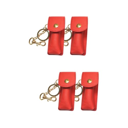 SOIMISS 4stücke Schlüsselanhänger Für Lippenstift Und Lip Balm Tragbare Aufbewahrungstasche Für Frauen Und Mädchen Rotes Design Geschenkidee Für Freundinnen von SOIMISS
