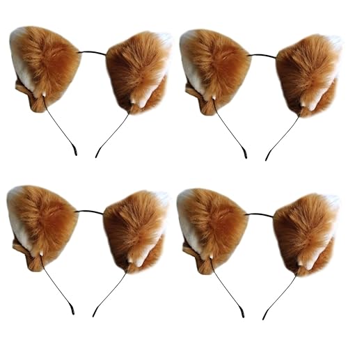 SOIMISS 4 Stück Katzenohren cat ears Haarband mit Tierohren Cosplay-Zubehör Füchse Ohren Kopfbedeckung Fuchs Cosplay Kostümzubehör weibliches Stirnband Haarschmuck Accessoire Plüsch Brown von SOIMISS