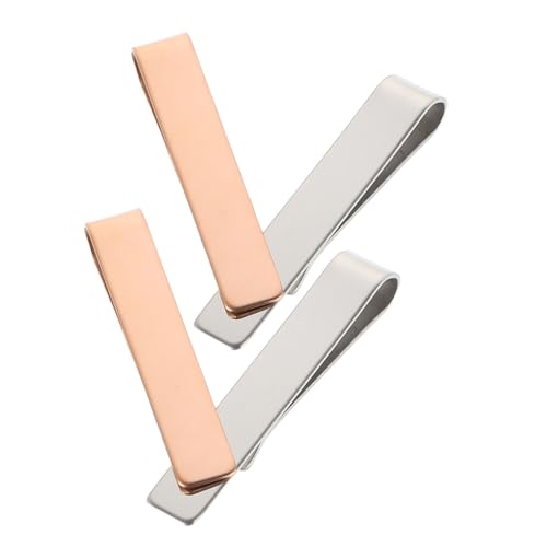SOIMISS 4 Stück Krawattenklammer Teilig Spiegelglanz Stilvoll Minimalistisch Sicherer Halt für Herren Anzug Business Hochzeit Manschettenknöpfe Alternative Roségold und Stahlfarbe von SOIMISS