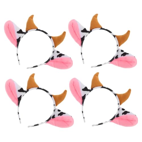 SOIMISS 4 Stück Kuhkopf Haarreifen mit Hörnern und Braunen Ohren Elastisches Verkleidungs Accessoire für Motto und Themenpartys Bequemes Leichtes Design für Kopfgrößen von SOIMISS