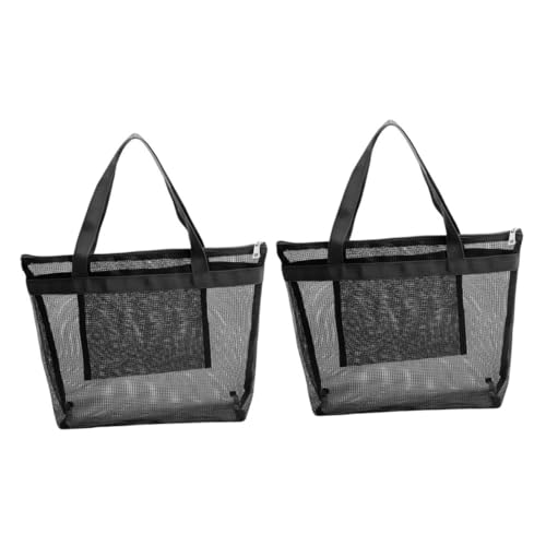 SOIMISS 4 Stück Mesh-Aufbewahrungstasche Reisehandtasche Kinder Strandtasche Mesh-Strandtasche Schwarze Strandtasche Kleine Strandtasche Große Handtasche Tragbare Strandtasche Black Netz von SOIMISS