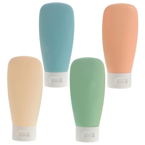 SOIMISS 4 Stück Reisebehälter Set Teilig Nachfüllbare Kunststoffflaschen für Kosmetik mit Praktischem Aufbewahrungsbeutel für Shampoo Lotion und Handcreme von SOIMISS