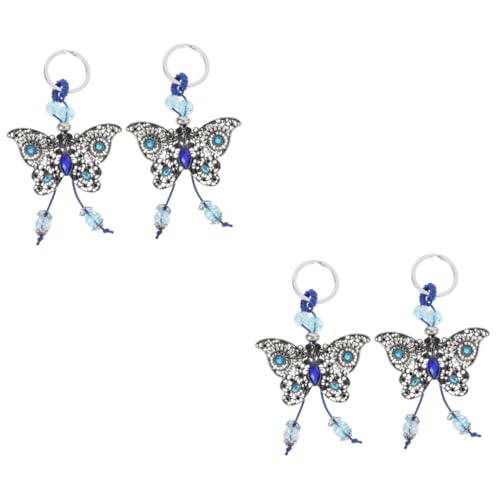 SOIMISS 4 Stück Schlüsselanhänger Blaue Hängende Autoverzierung Blauer Augenschmuck Hängende Autoverzierung des Blauen Schmetterlinges Blaues Türkisblaues Augendekor Silver Legierung von SOIMISS