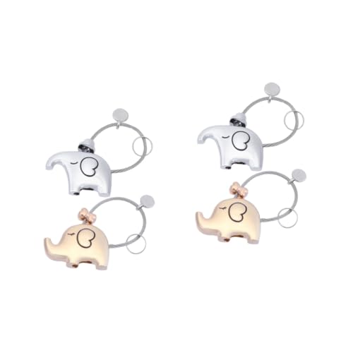 SOIMISS 4stücke Elefanten Design Schlüsselanhänger Aus Metall Kreative Schlüsselringe Für Verliebte Perfektes Für Geburtstage Hellgold Silber von SOIMISS