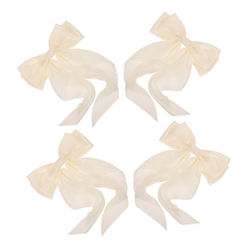 SOIMISS 4 Stück Stoff Haarspangen mit Schleifenknopf Lange Bänder Federnde Clips für Frauen und Mädchen Weiche Satin Optik Haaraccessoires für Partys Festivals und Alltag von SOIMISS