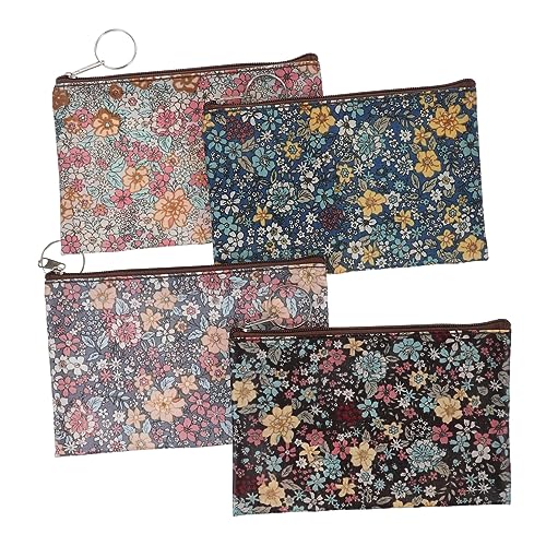 SOIMISS 4stücke Blumenmuster Geldbeutel Kleine Baumwolltasche Damen Wechselgeldbörse Reißverschlusstasche von SOIMISS
