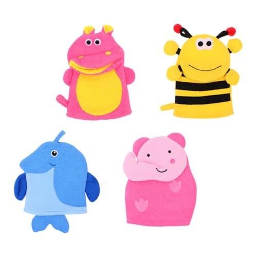 SOIMISS 4 Stück Teiliges Badhandschuhe Cartoon Tiere Form Sanfte Peeling Badzubehör Umweltfreundlich Weiche Waschlappen für Junge Mädchen Kleinkinder und Spa Spa von SOIMISS