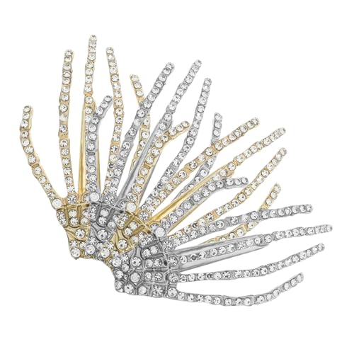 SOIMISS 4 Stück Teiliges Halloween Haarnadeln mit Skelett Hand Design Metalllegierung Duckbill Haarspangen mit Strass Gruselige Haarschmuck für Halloween Kostüm Damen und Langlebig und von SOIMISS