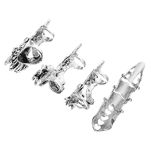 SOIMISS 4 Stück Teiliges Halloween Skull Finger Ring Flexibler Punk Chic Schmuck Modische Gothik Ringe für Party Cosplay und Festliche Anlässe Auffällige Dekoration für Halloween Fans von SOIMISS