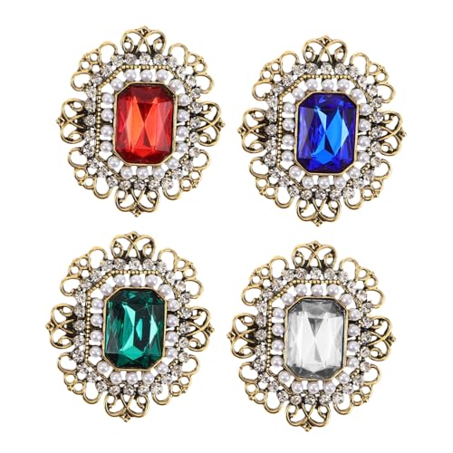 SOIMISS 4 Stück Teiliges Vintage Broschen für Damen Retro Broschen mit Strass und Perle aus Legierung Kostümschmuck für Brautkleider Elegante Anstecknadeln für Hochzeiten und von SOIMISS