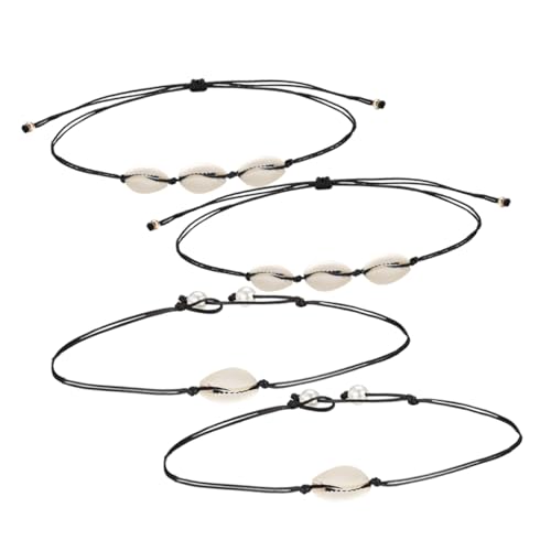 SOIMISS 4stücke Teilige Muschelkette Mit Perlenanhänger Damen-schmuck Verstellbar -ornamente Für Frauen Und Damen Eine Muschel Drei Muscheln Zwei von SOIMISS