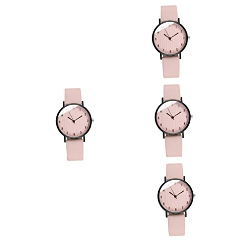 SOIMISS 4stücke Damen Armbanduhr Aus Leder Mit Schlichtem Design Und Analogem Zifferblatt Für Freizeit Und Business Präzise Quarzbewegung Modische Uhr Für Jeden Anlass von SOIMISS