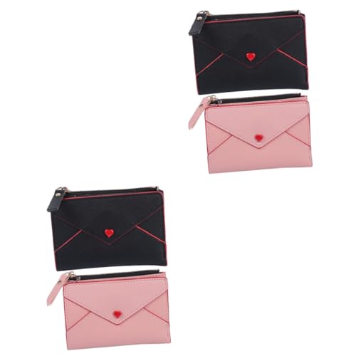 SOIMISS 4stücke Damen Pu Leder Geldbörsen Geldbörse Für Frauen Mit Reißverschluss Kartenhalter Und Münzfach Kompakt Und Leicht Für Reisen Und Alltag Hellrosa von SOIMISS