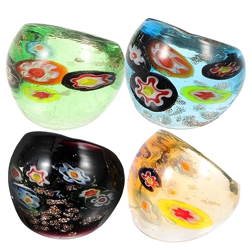 SOIMISS 4stücke Dekorative Glasringe Für Damen Farbenfrohe Finger Ringe Aus Glas Stylische Accessoires Für Jeden Anlass Als Für Freunde Und Familie von SOIMISS